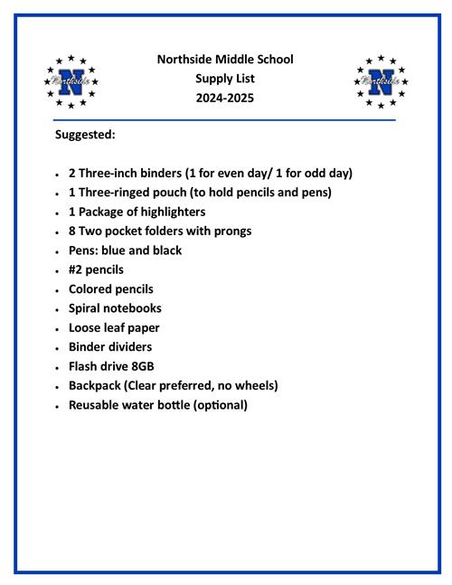  2024-25 School Supply List